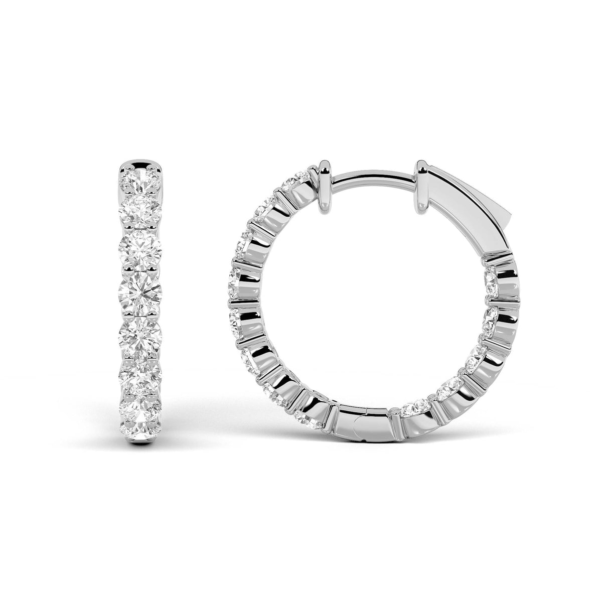 7Cttw Round Shaped Lab Grown Diamond Inside Out Hoop Earrings in 14K Gold (F/VS)