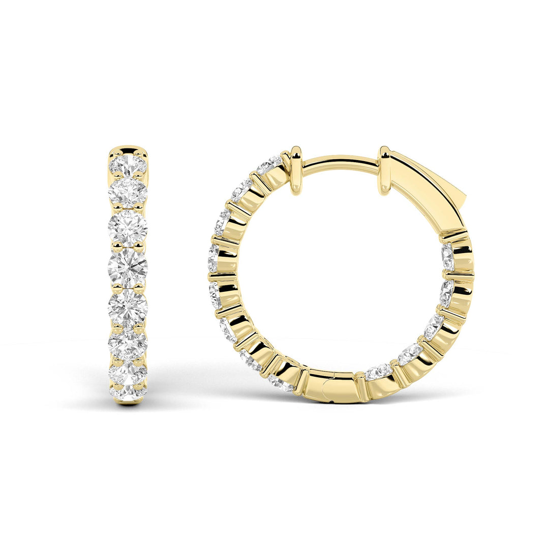 7Cttw Round Shaped Lab Grown Diamond Inside Out Hoop Earrings in 14K Gold (F/VS)