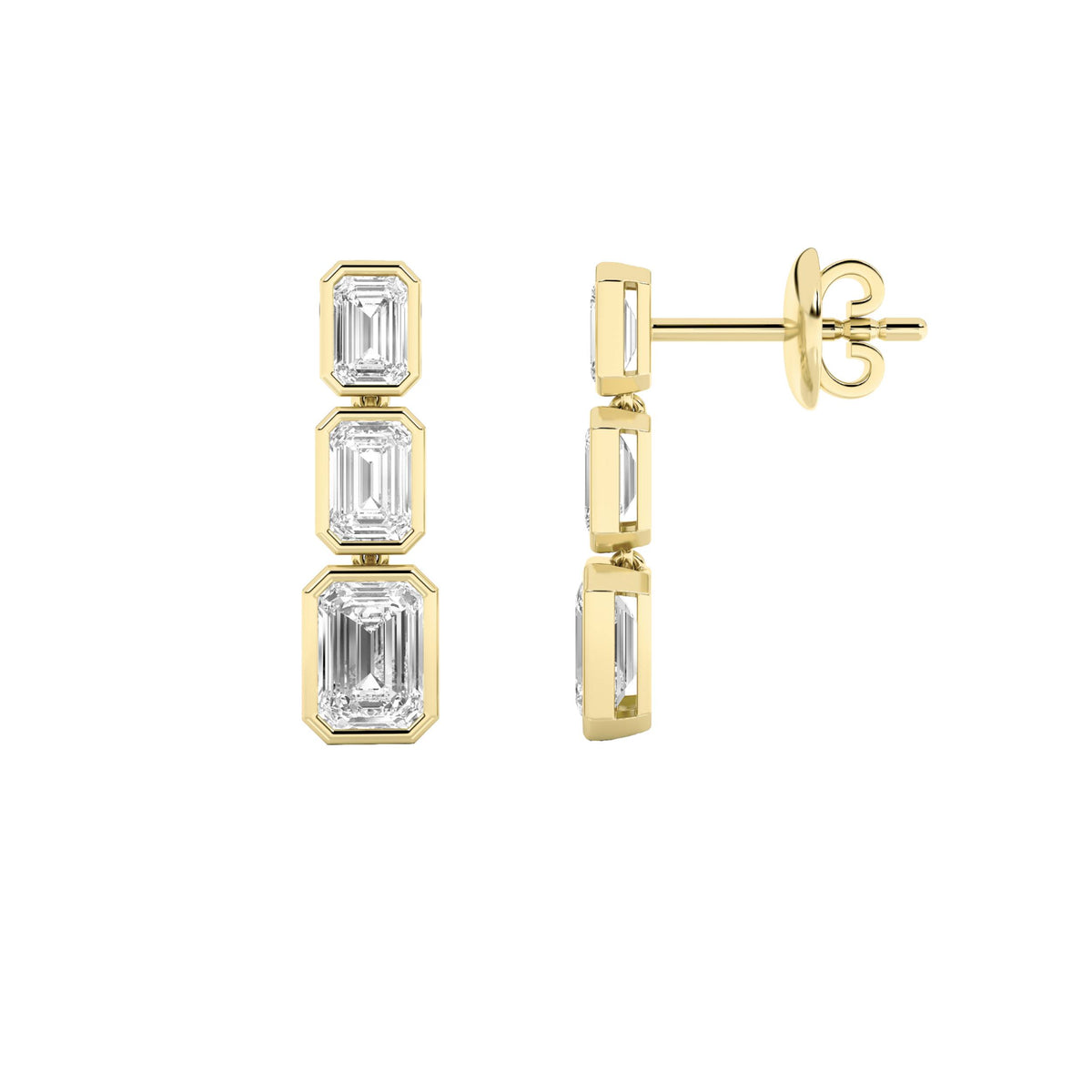 5Cttw Emerald Shaped Lab Grown Diamond Earrings in 14K Gold