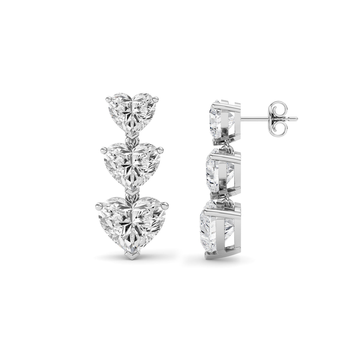 16Cttw Heart Shaped Lab Grown Diamond (F/VS ) Earrings in 14K Gold