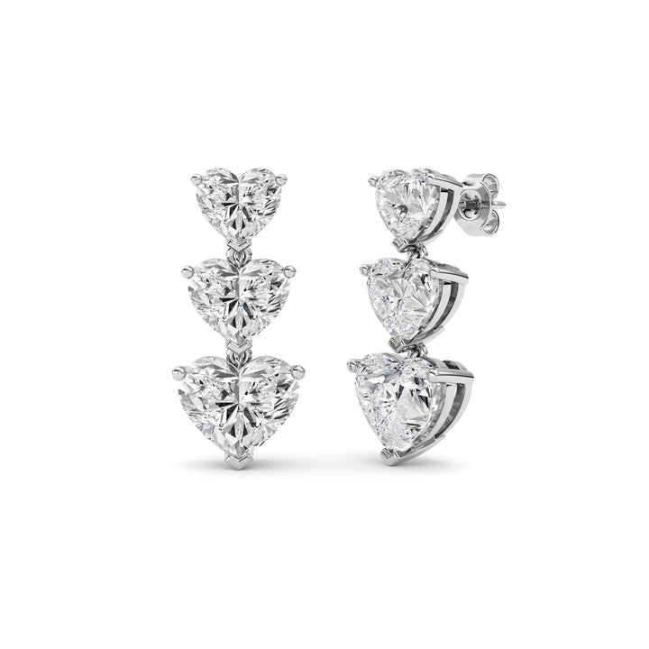 16Cttw Heart Shaped Lab Grown Diamond (F/VS ) Earrings in 14K Gold