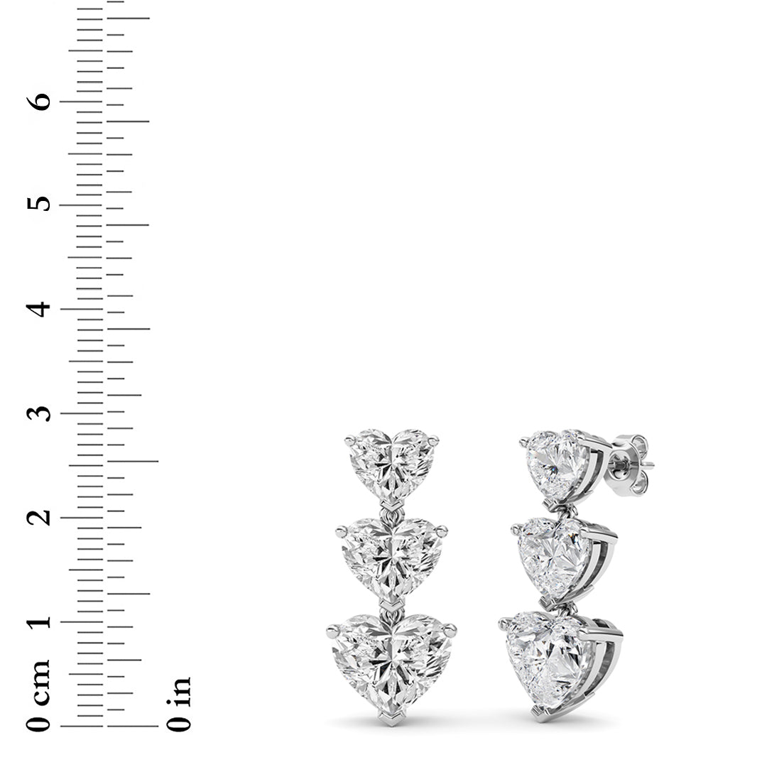 16Cttw Heart Shaped Lab Grown Diamond (F/VS ) Earrings in 14K Gold