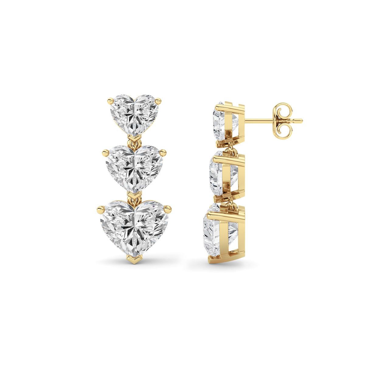 16Cttw Heart Shaped Lab Grown Diamond (F/VS ) Earrings in 14K Gold