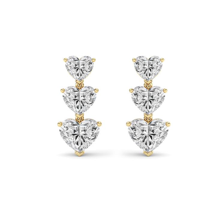 16Cttw Heart Shaped Lab Grown Diamond (F/VS ) Earrings in 14K Gold