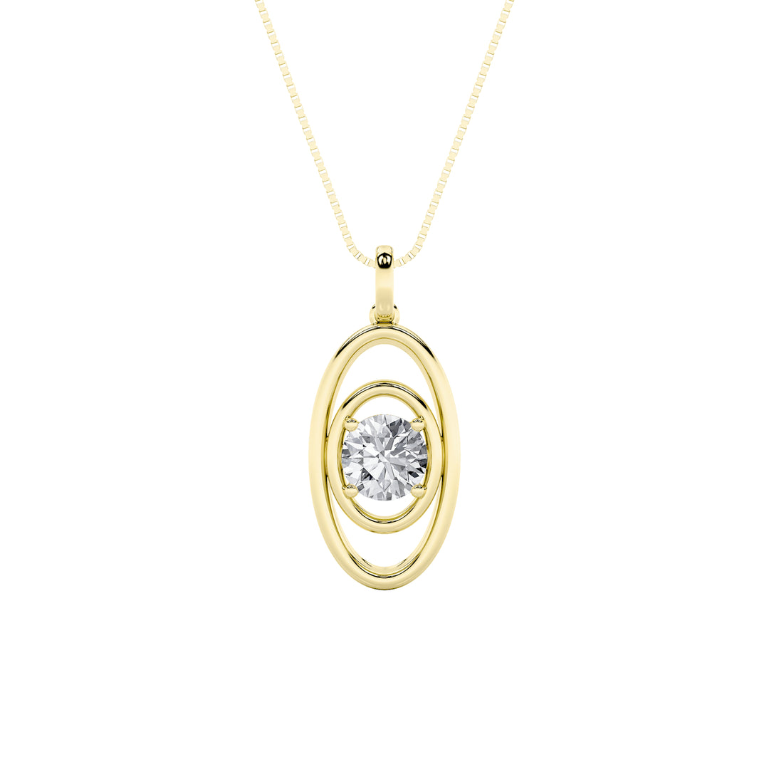 1Cttw Round Shaped Lab Grown Diamond (F/VS) Concentric Fancy Pendant in 14K Gold