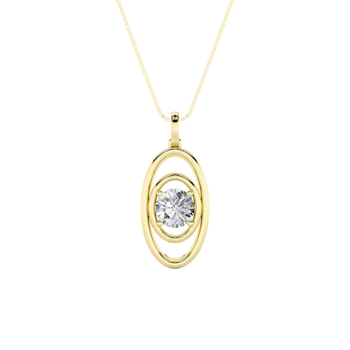 1Cttw Round Shaped Lab Grown Diamond (F/VS) Concentric Fancy Pendant in 14K Gold