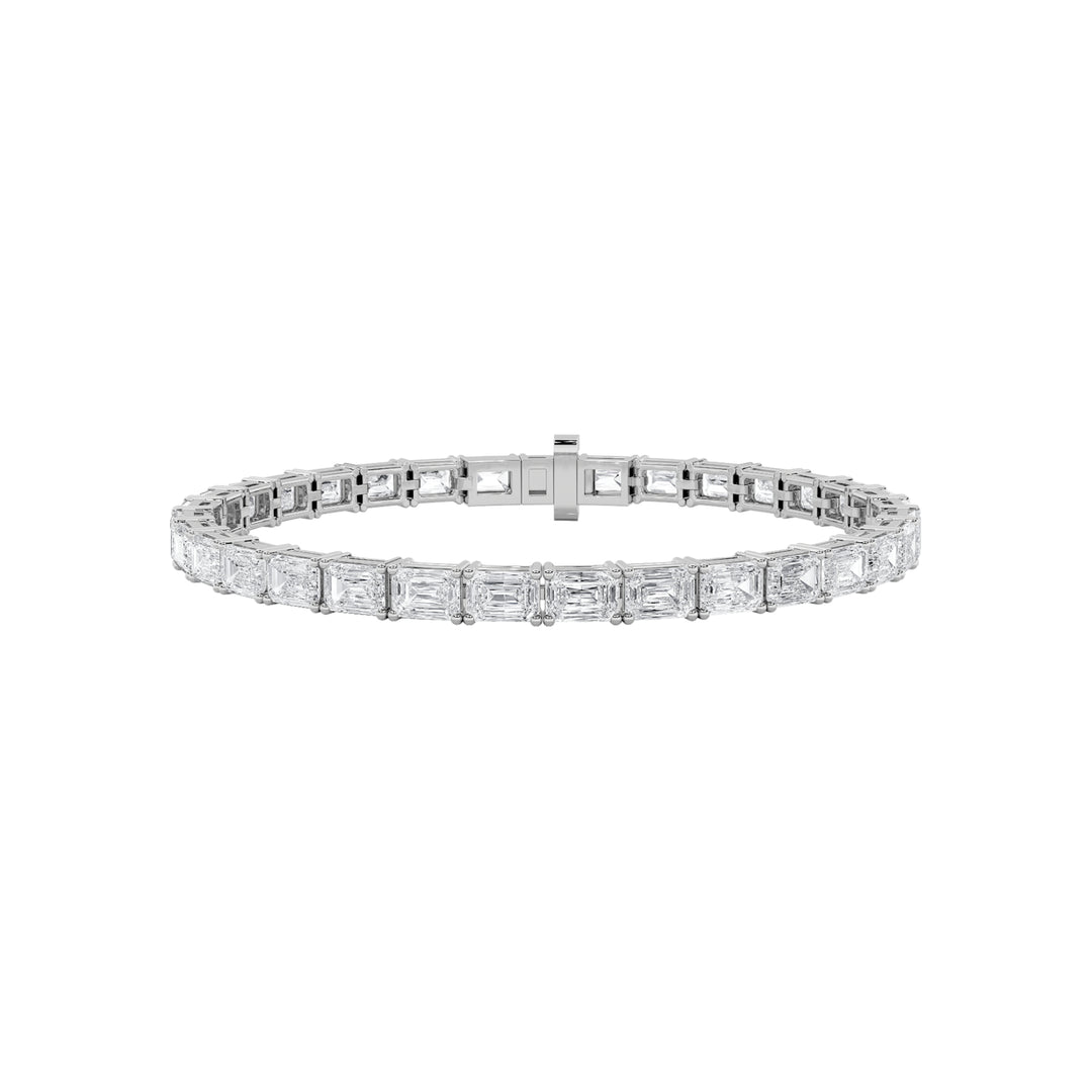7Cttw Emerald Shaped Lab Grown Diamond East & West Bracelet in 14K Gold (F/VS)