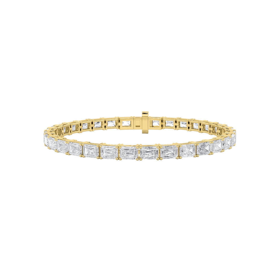 7Cttw Emerald Shaped Lab Grown Diamond East & West Bracelet in 14K Gold (F/VS)