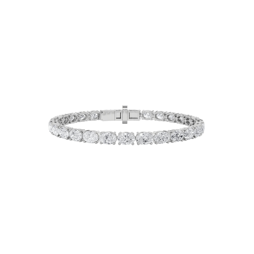 9.5Cttw Oval Shaped Lab Grown Diamond East & WestBracelet in 14K Gold (F/VS)