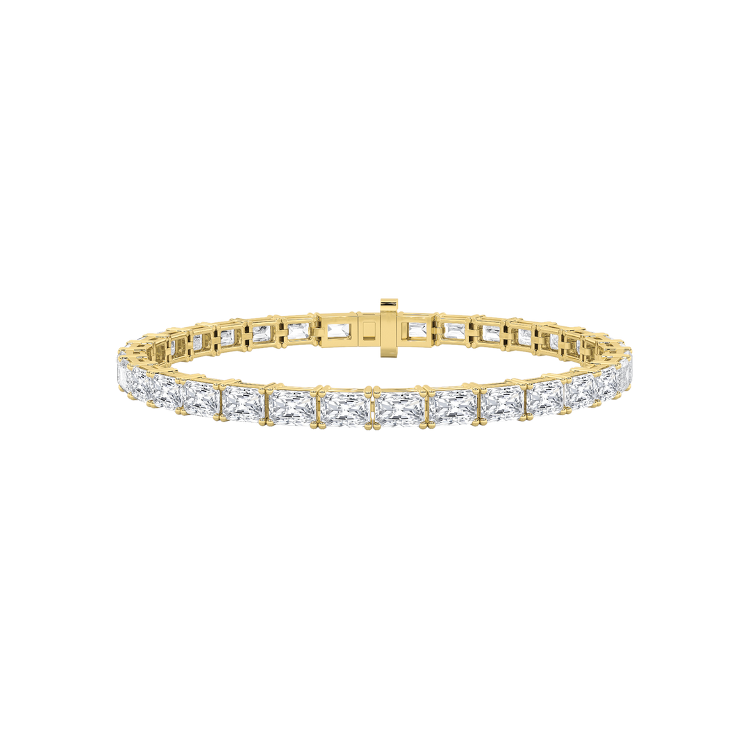 5Cttw Radiant Shaped Lab Grown Diamond (F/VS) East West Line Bracelet in 14K Gold