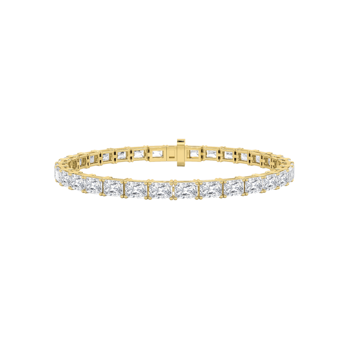 5Cttw Radiant Shaped Lab Grown Diamond (F/VS) East West Line Bracelet in 14K Gold