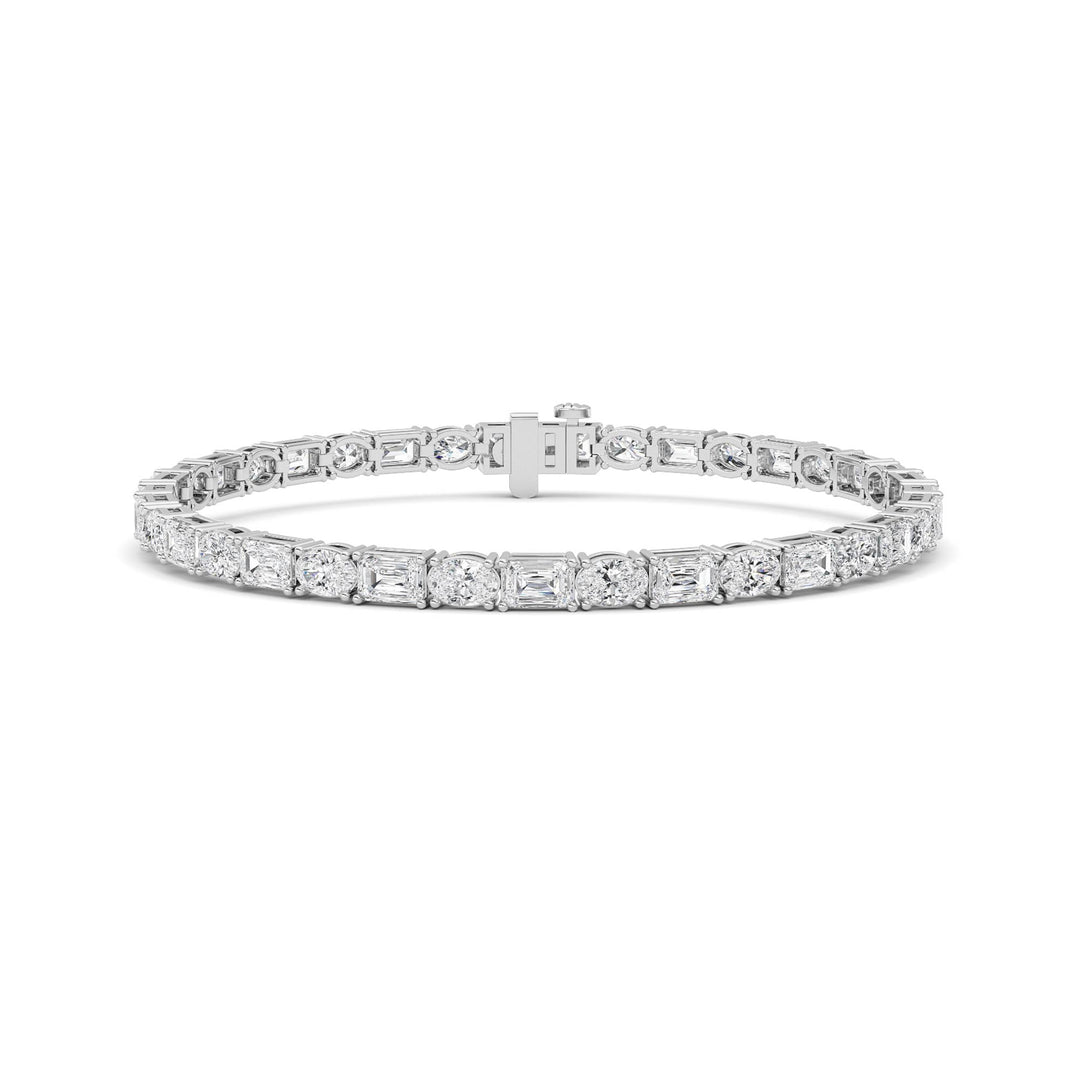 10Cttw Emerald And Round Lab Grown Diamond (F/VS ) Bracelet in 14K Gold