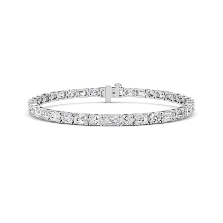 10Cttw Emerald And Round Lab Grown Diamond (F/VS ) Bracelet in 14K Gold