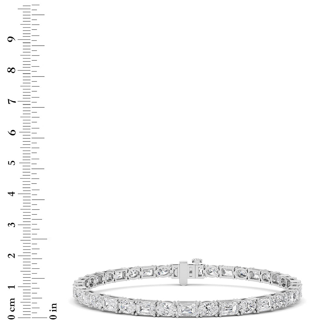 10Cttw Emerald And Round Lab Grown Diamond (F/VS ) Bracelet in 14K Gold
