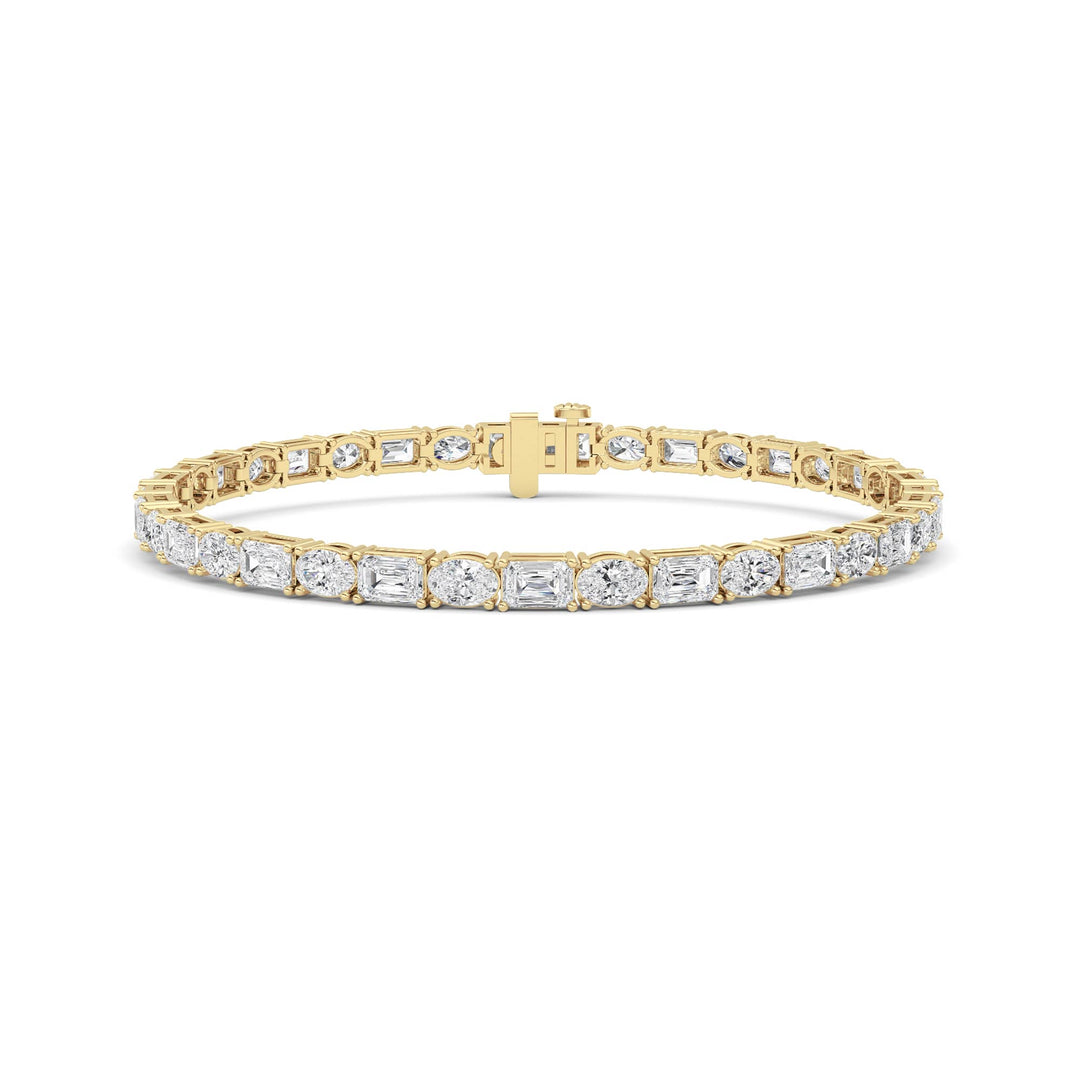 10Cttw Emerald And Round Lab Grown Diamond (F/VS ) Bracelet in 14K Gold