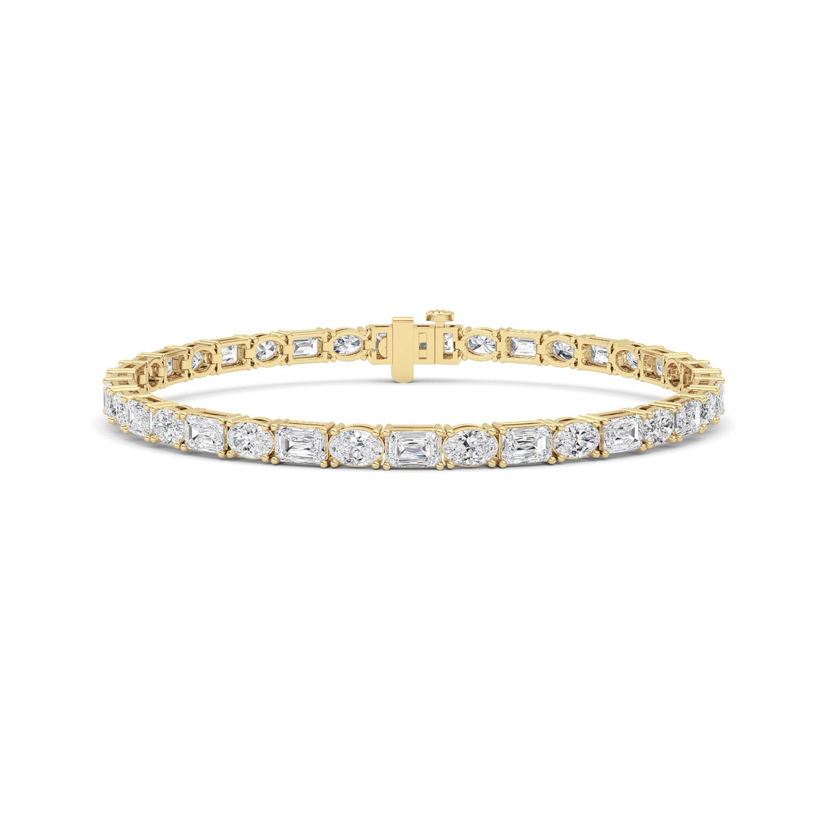 10Cttw Emerald And Round Lab Grown Diamond (F/VS ) Bracelet in 14K Gold