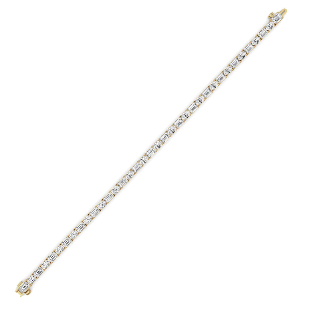 10Cttw Emerald And Round Lab Grown Diamond (F/VS ) Bracelet in 14K Gold