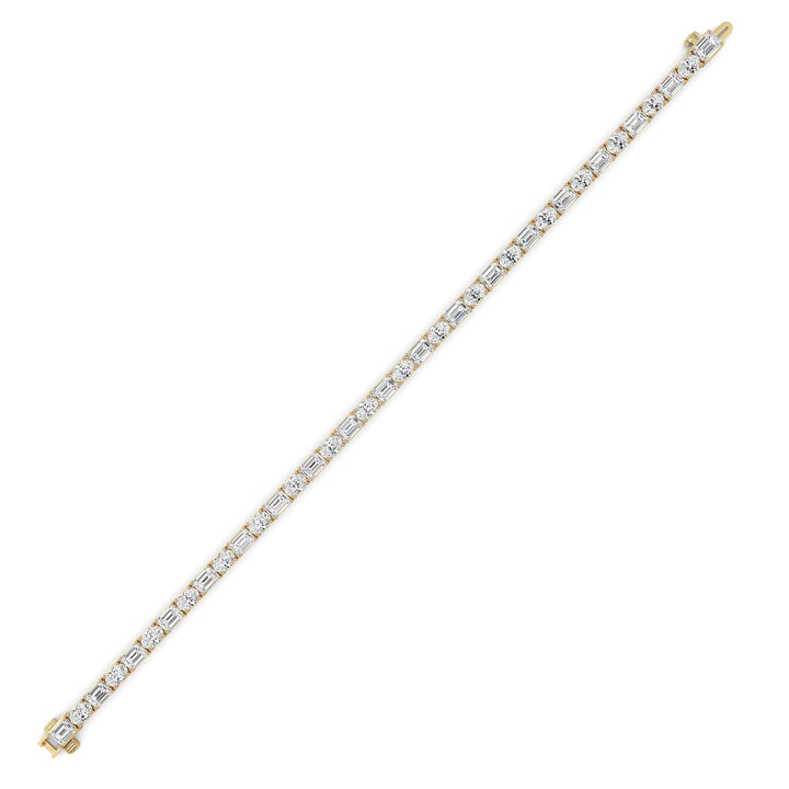 10Cttw Emerald And Round Lab Grown Diamond (F/VS ) Bracelet in 14K Gold