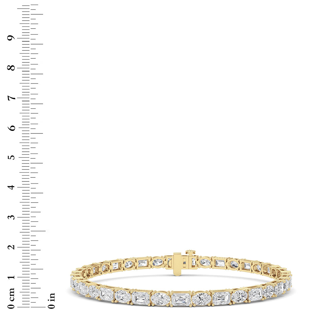 10Cttw Emerald And Round Lab Grown Diamond (F/VS ) Bracelet in 14K Gold