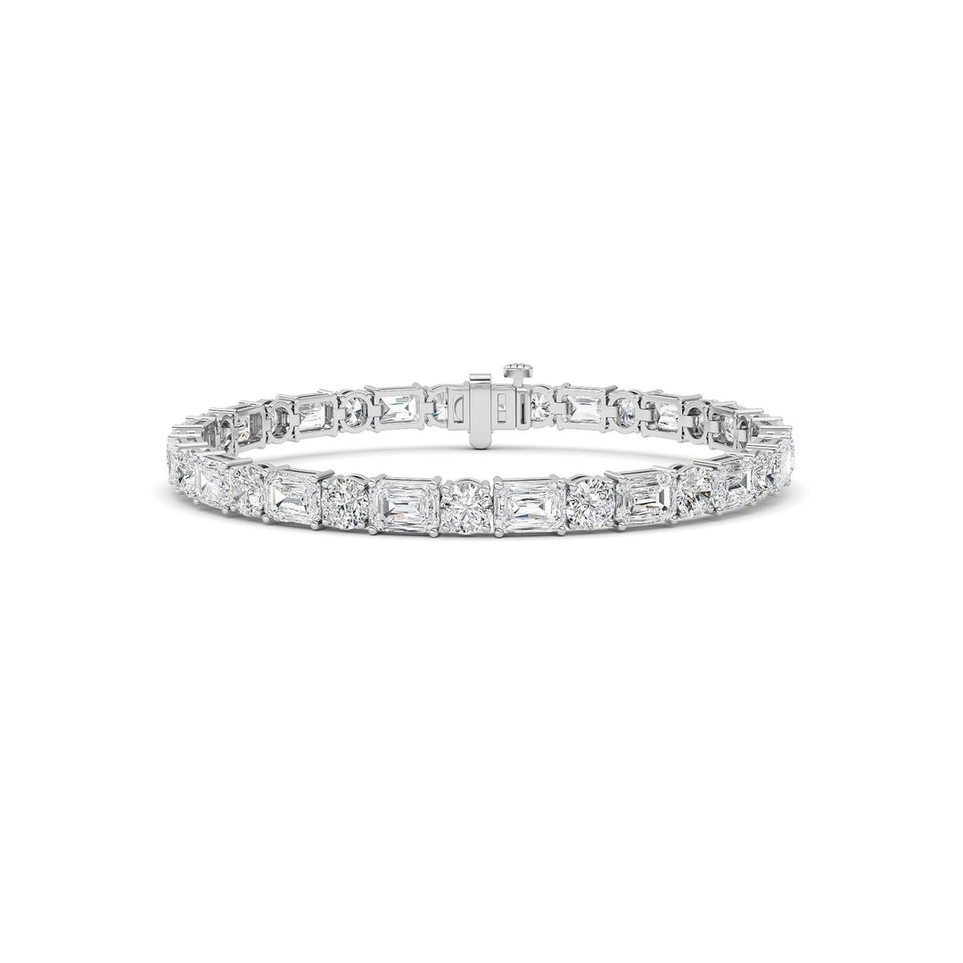 15Cttw Emerald And Round Lab Grown Diamond (F/VS ) Bracelet in 14K Gold