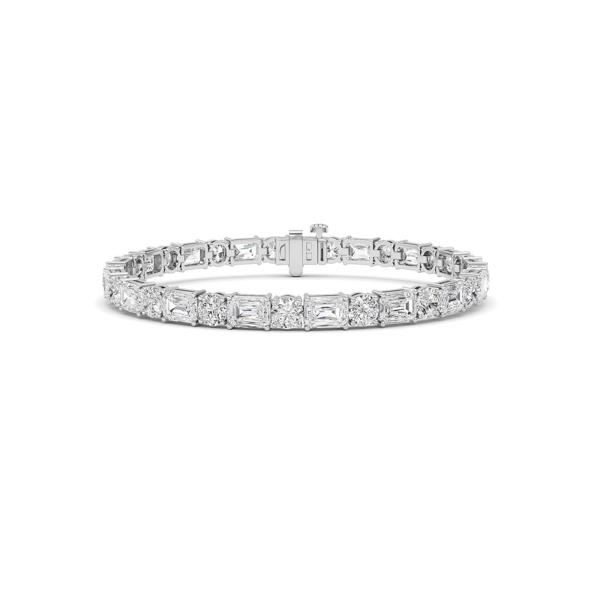 15Cttw Emerald And Round Lab Grown Diamond (F/VS ) Bracelet in 14K Gold