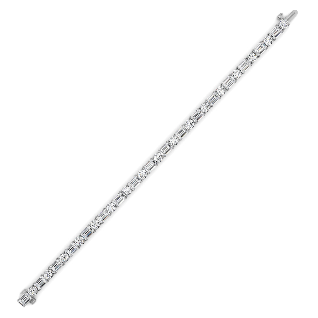 15Cttw Emerald And Round Lab Grown Diamond (F/VS ) Bracelet in 14K Gold