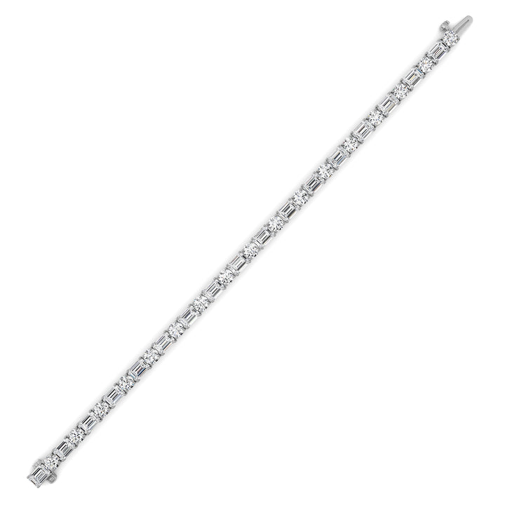 15Cttw Emerald And Round Lab Grown Diamond (F/VS ) Bracelet in 14K Gold