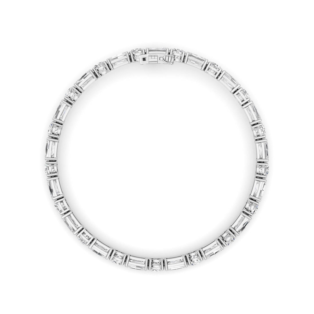 15Cttw Emerald And Round Lab Grown Diamond (F/VS ) Bracelet in 14K Gold