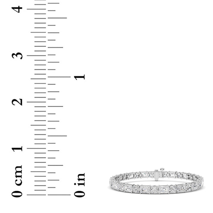 15Cttw Emerald And Round Lab Grown Diamond (F/VS ) Bracelet in 14K Gold