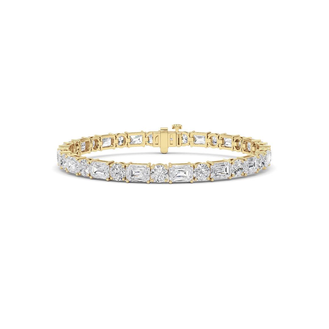 15Cttw Emerald And Round Lab Grown Diamond (F/VS ) Bracelet in 14K Gold