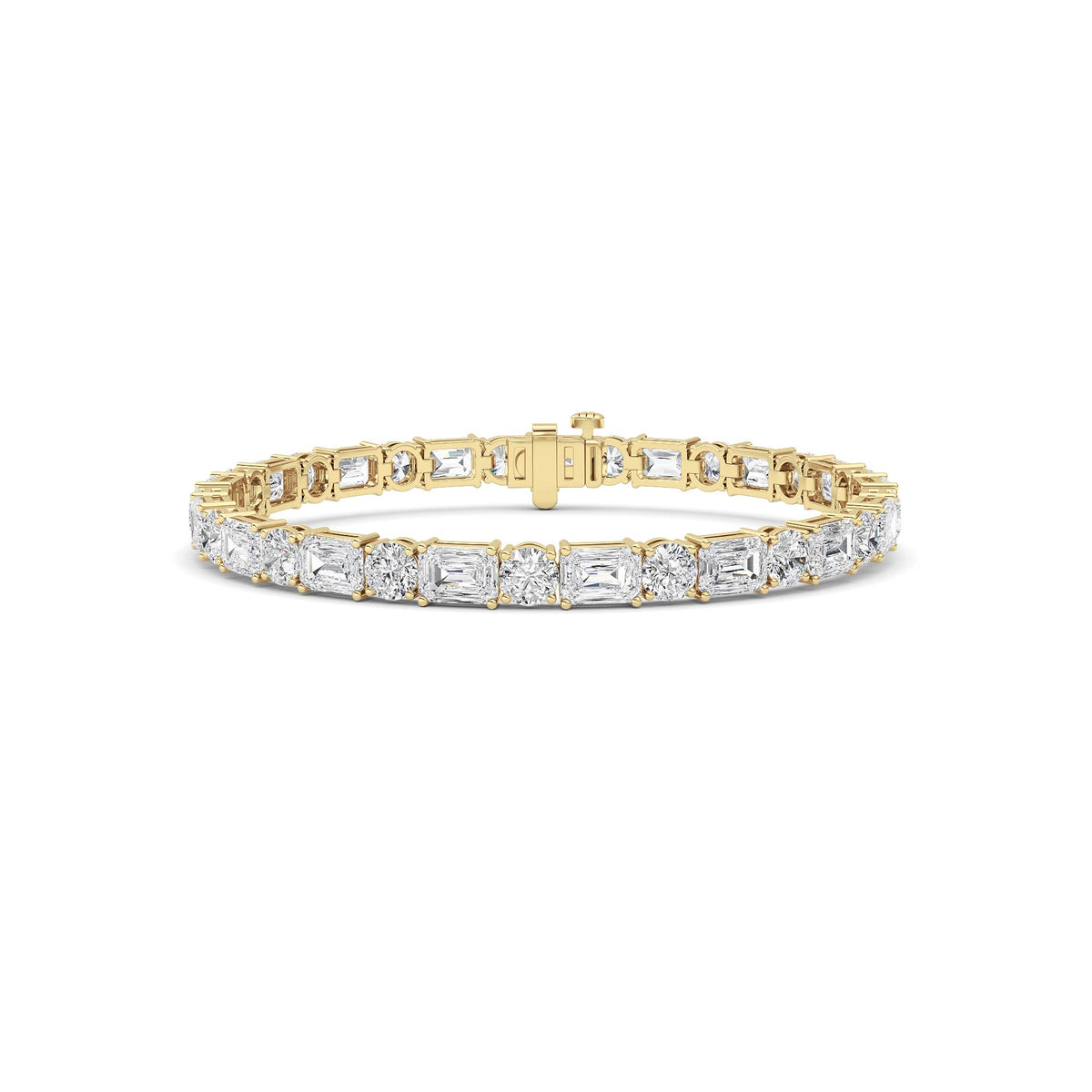 15Cttw Emerald And Round Lab Grown Diamond (F/VS ) Bracelet in 14K Gold
