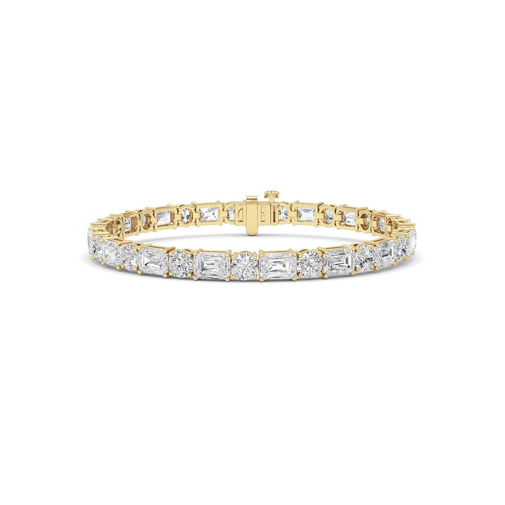 15Cttw Emerald And Round Lab Grown Diamond (F/VS ) Bracelet in 14K Gold