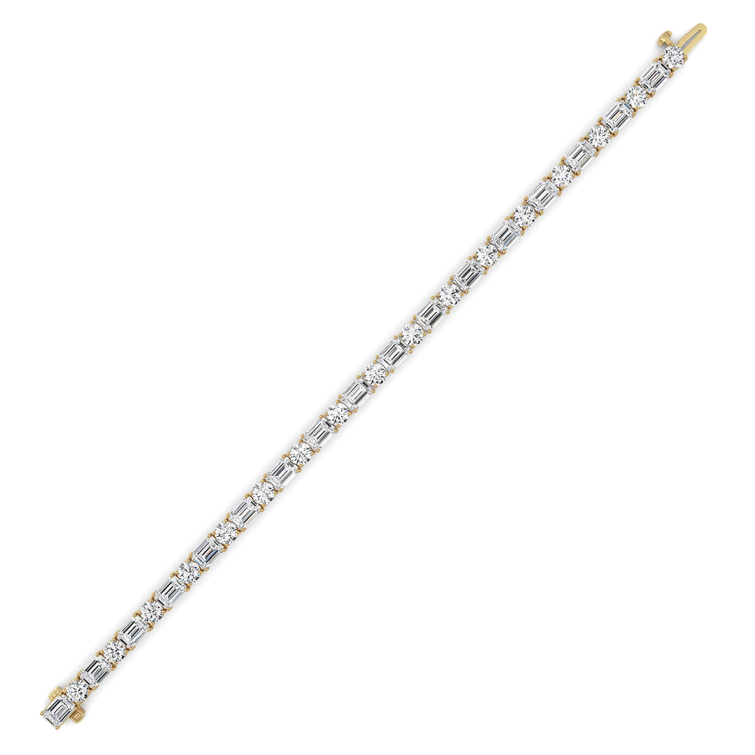 15Cttw Emerald And Round Lab Grown Diamond (F/VS ) Bracelet in 14K Gold