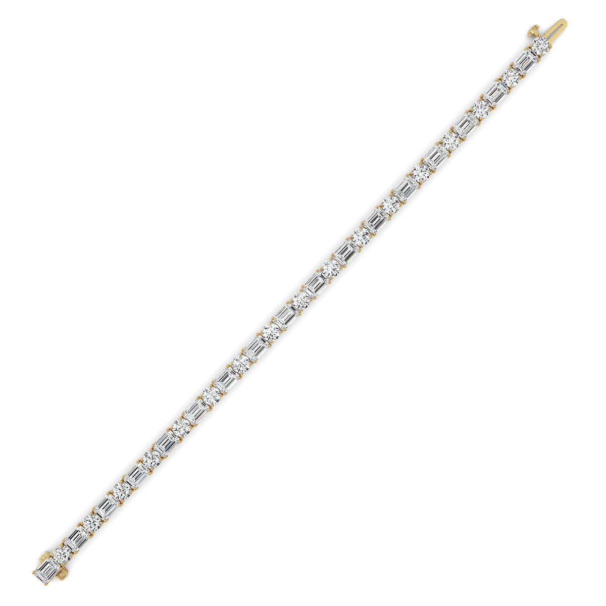 15Cttw Emerald And Round Lab Grown Diamond (F/VS ) Bracelet in 14K Gold
