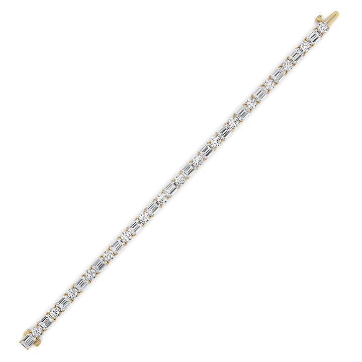 15Cttw Emerald And Round Lab Grown Diamond (F/VS ) Bracelet in 14K Gold