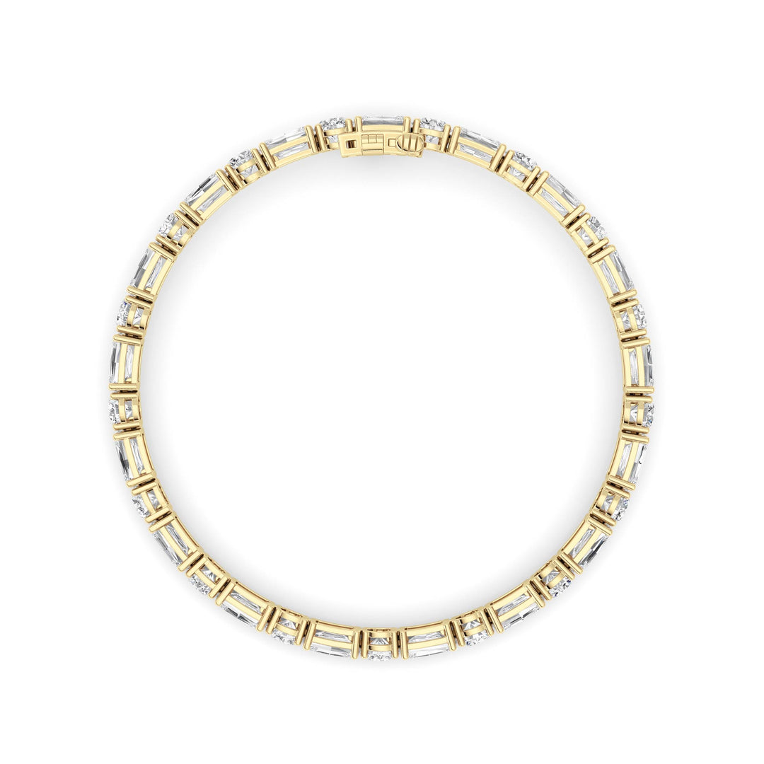 15Cttw Emerald And Round Lab Grown Diamond (F/VS ) Bracelet in 14K Gold