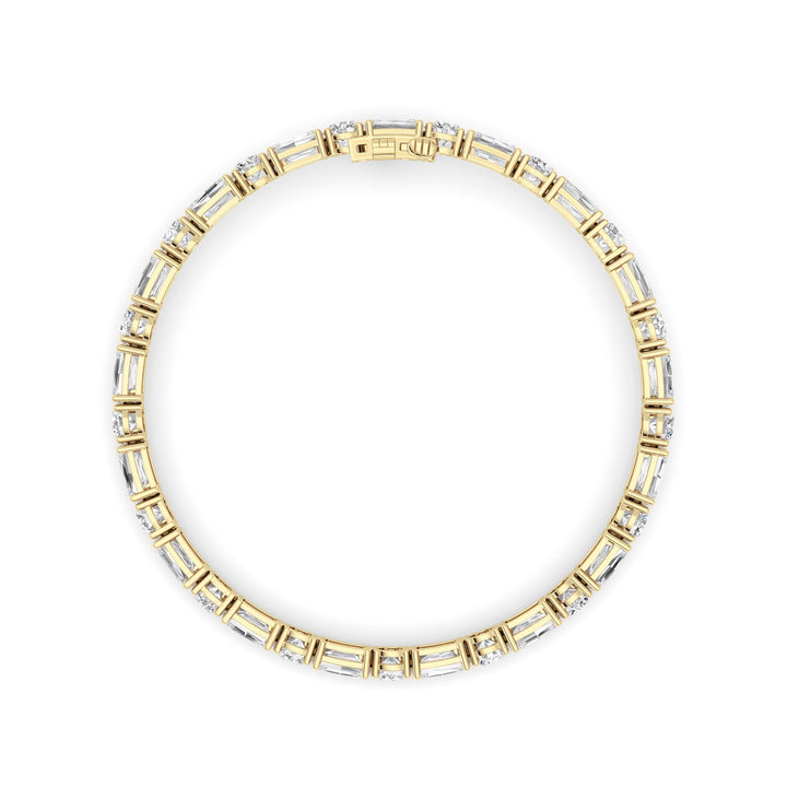15Cttw Emerald And Round Lab Grown Diamond (F/VS ) Bracelet in 14K Gold