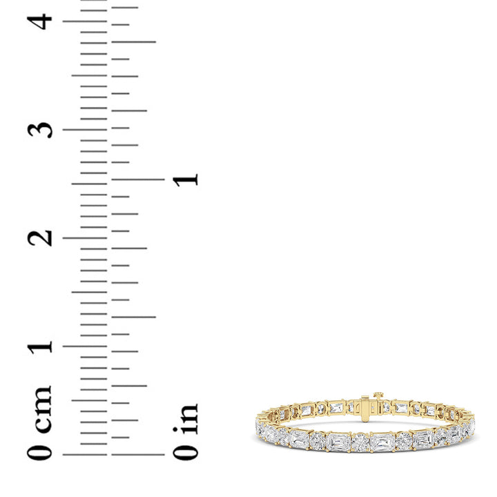 15Cttw Emerald And Round Lab Grown Diamond (F/VS ) Bracelet in 14K Gold