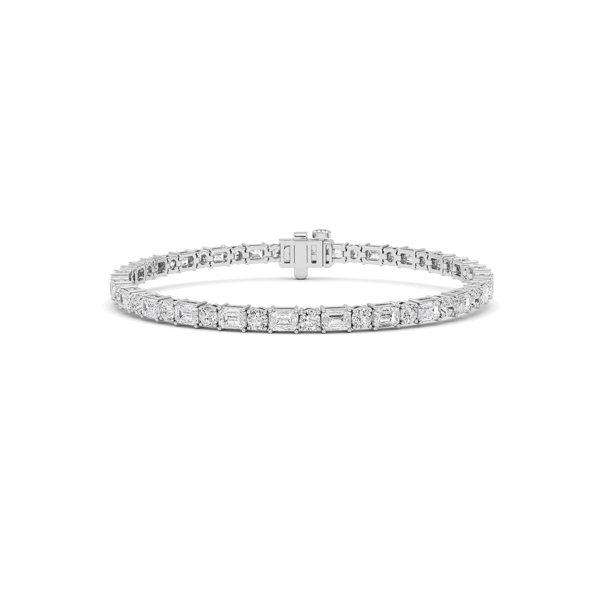 7Cttw Emerald And Round Lab Grown Diamond (F/VS )Bracelet in 14K Gold