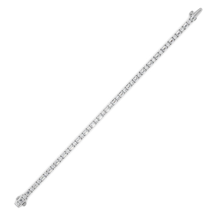 7Cttw Emerald And Round Lab Grown Diamond (F/VS )Bracelet in 14K Gold