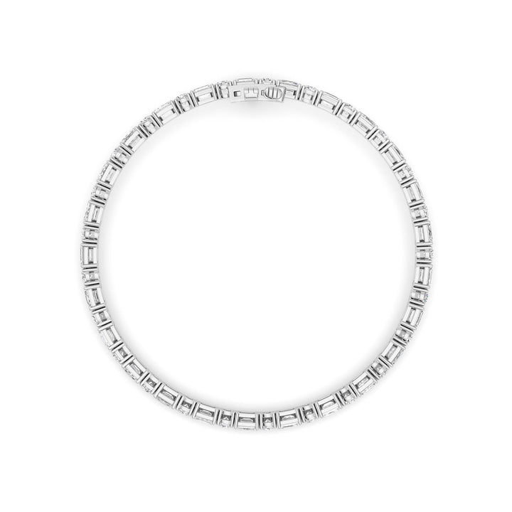 7Cttw Emerald And Round Lab Grown Diamond (F/VS )Bracelet in 14K Gold