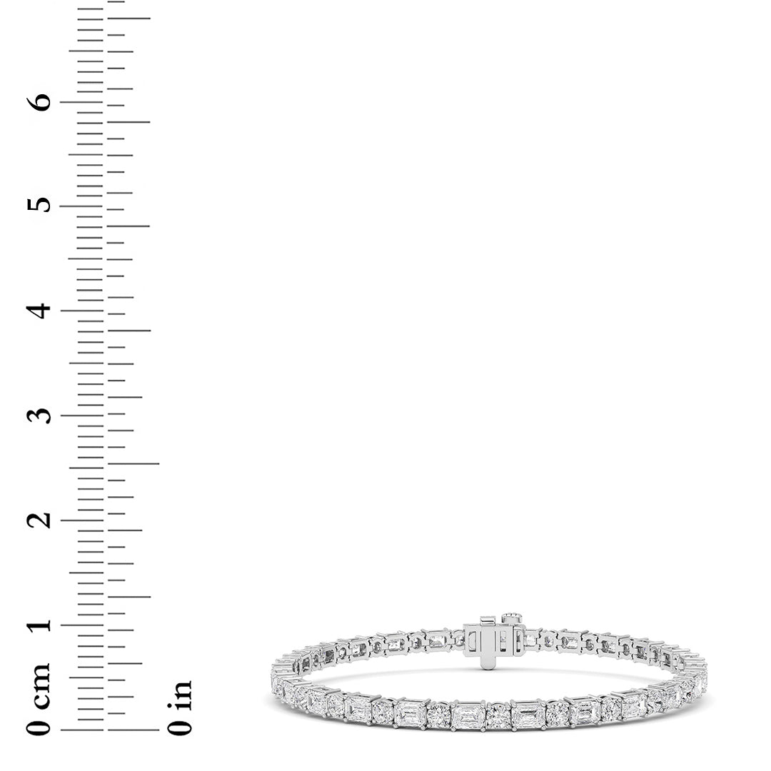 7Cttw Emerald And Round Lab Grown Diamond (F/VS )Bracelet in 14K Gold