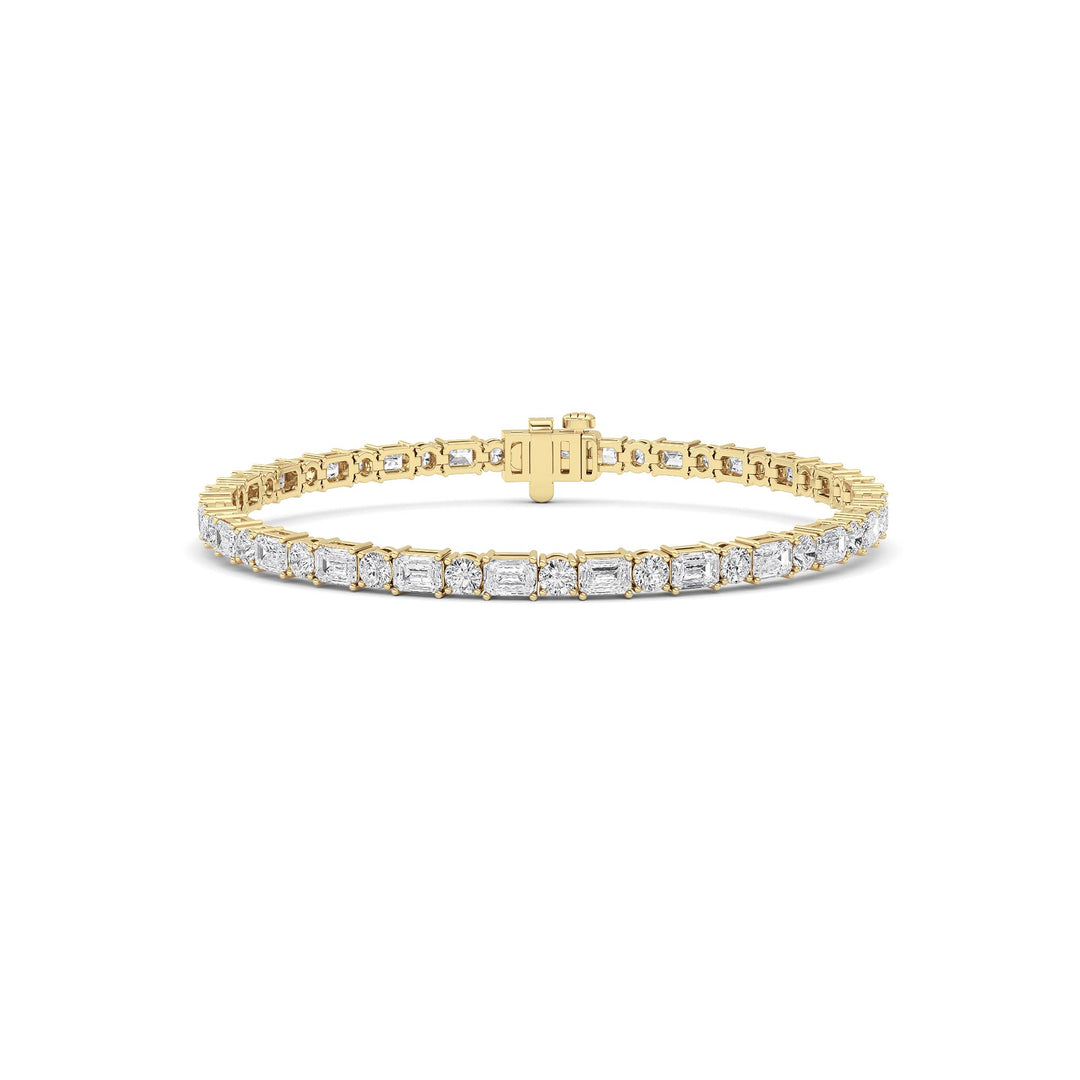 7Cttw Emerald And Round Lab Grown Diamond (F/VS )Bracelet in 14K Gold