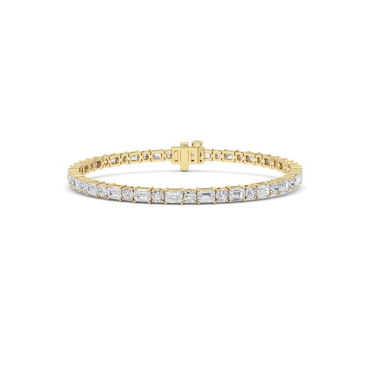 7Cttw Emerald And Round Lab Grown Diamond (F/VS )Bracelet in 14K Gold