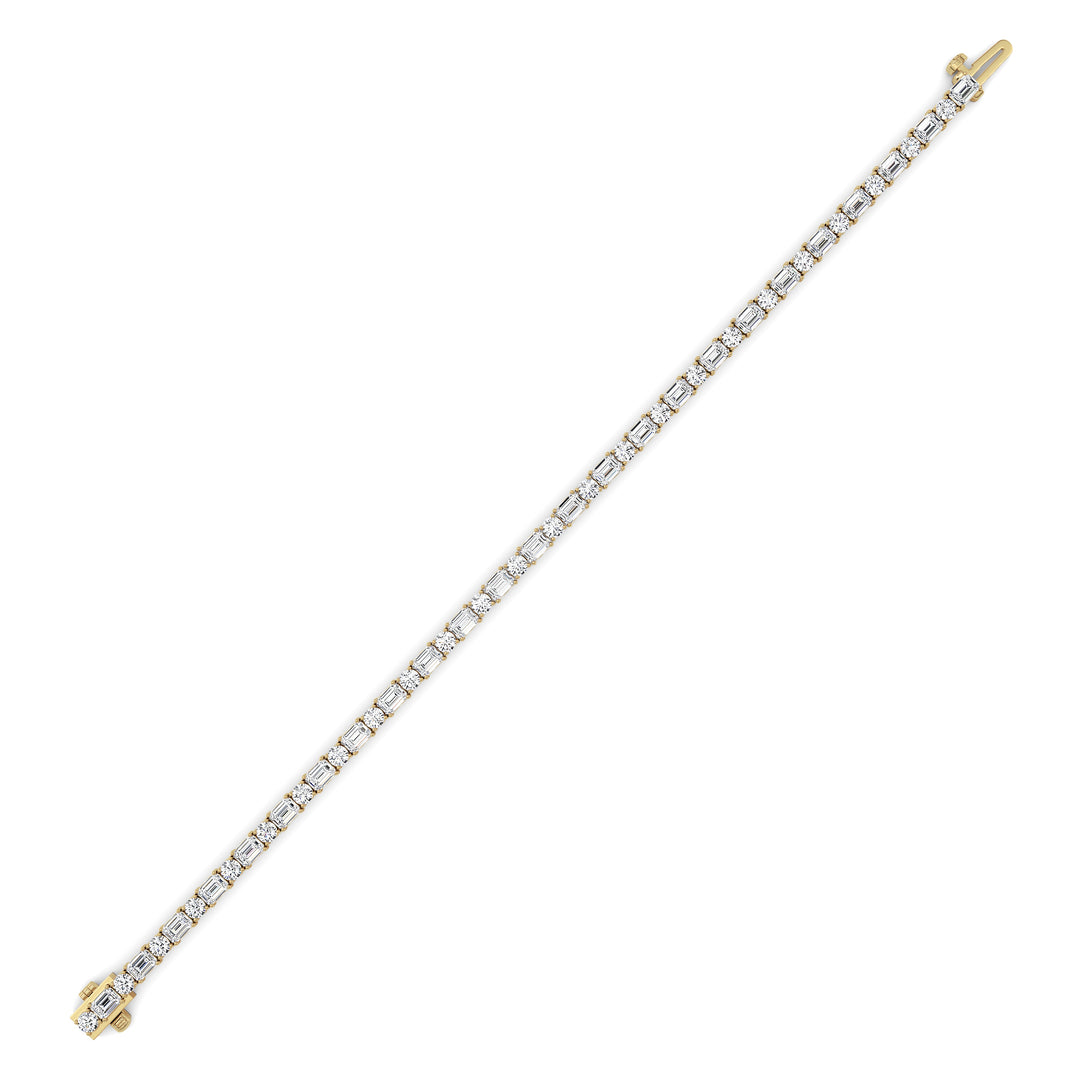 7Cttw Emerald And Round Lab Grown Diamond (F/VS )Bracelet in 14K Gold