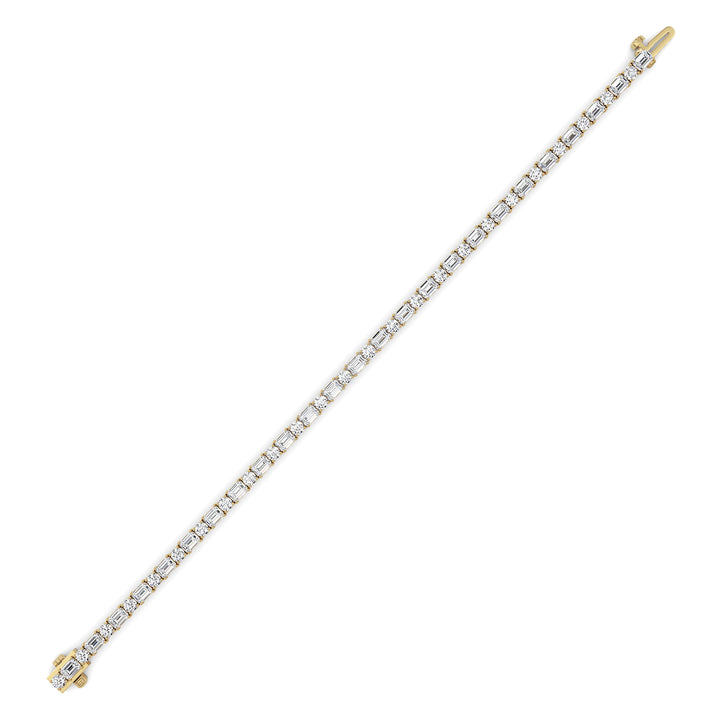 7Cttw Emerald And Round Lab Grown Diamond (F/VS )Bracelet in 14K Gold