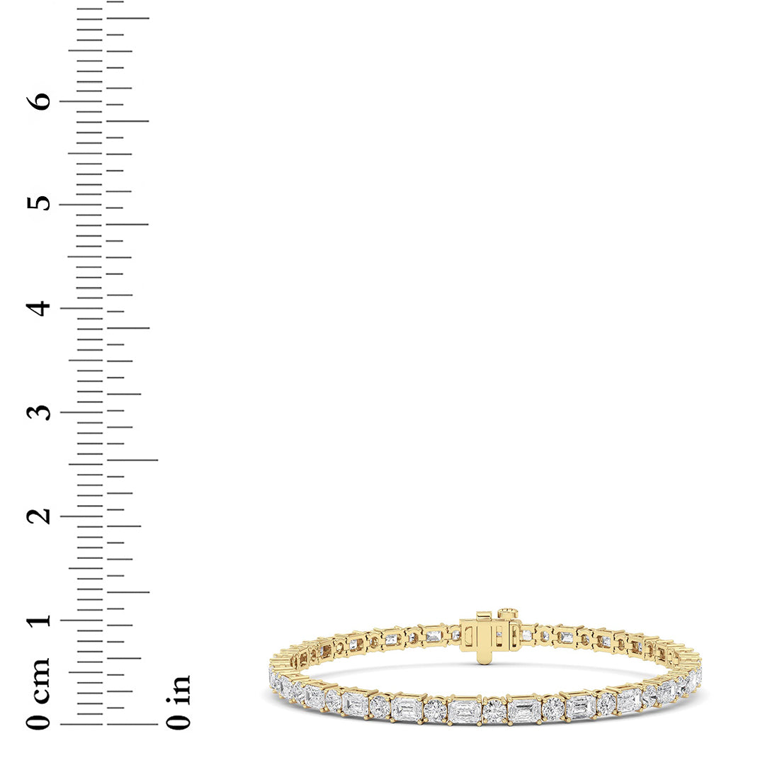 7Cttw Emerald And Round Lab Grown Diamond (F/VS )Bracelet in 14K Gold