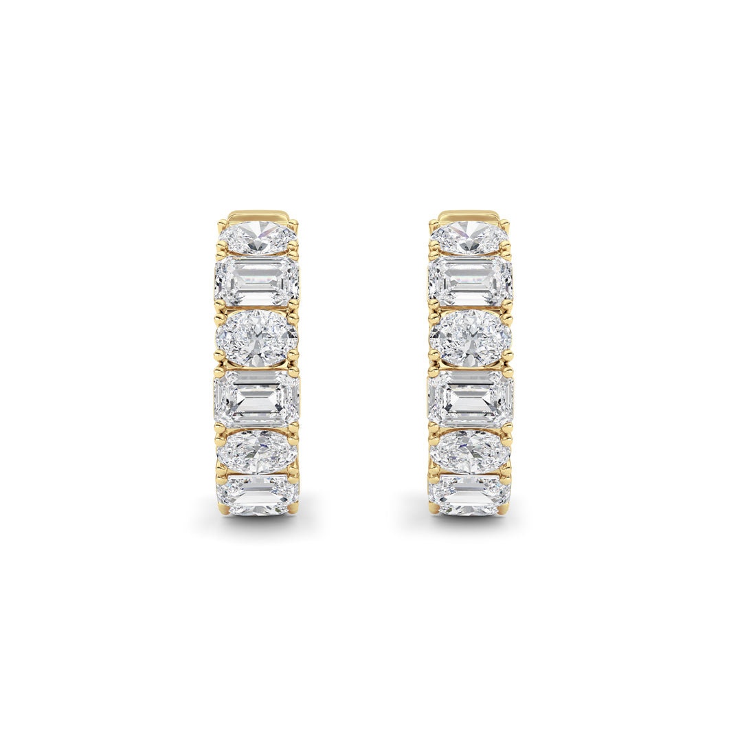5Cttw Emerald Shaped Lab Grown Diamond (F/VS )Inside Out Hoop Earrings in 14K Gold