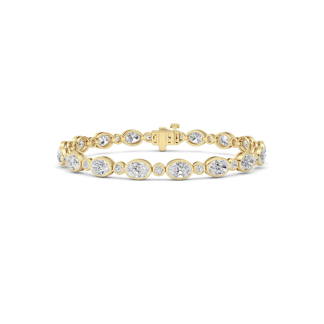 8Cttw Oval And Round Lab Grown Diamond (F/VS ) Bezel Set Bracelet in 14K Gold