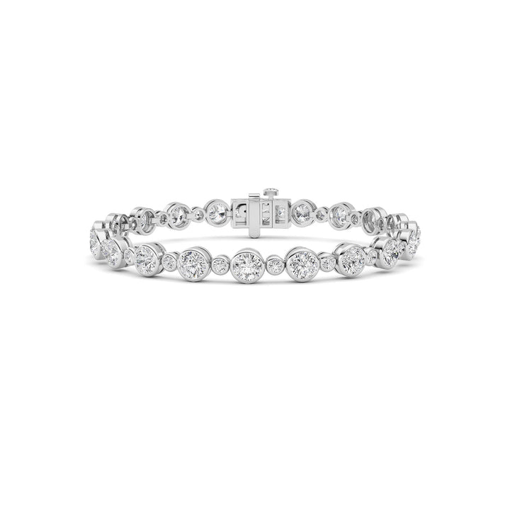 9Cttw Round Lab Grown Diamond (F/VS ) Bezel Set Bracelet in 14K Gold